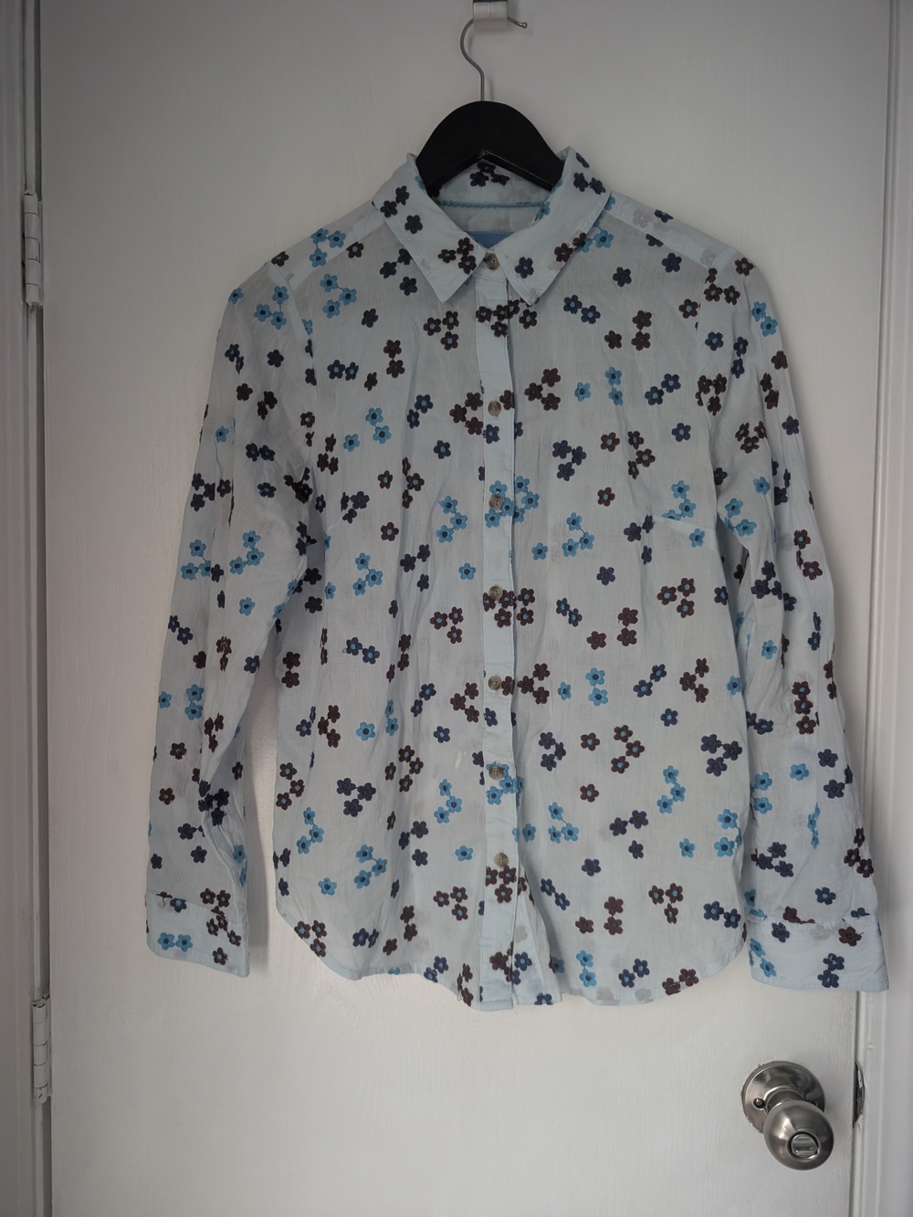 Maeve Light Blue Floral Button-Down Blouse